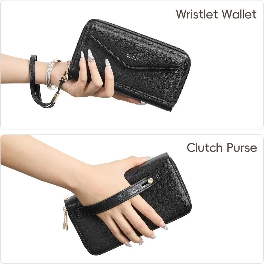 Women Large Capacity Vegan Leather Wallet RFID Blocking Credit Card Holder